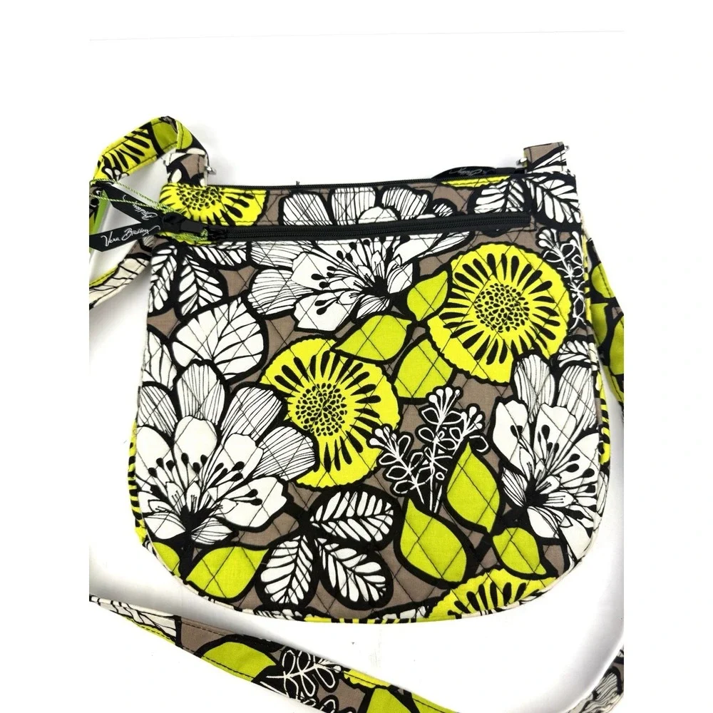 Vera Bradley Saddle Hipster Crossbody Bag Citron Floral Quilted Handbag NWT